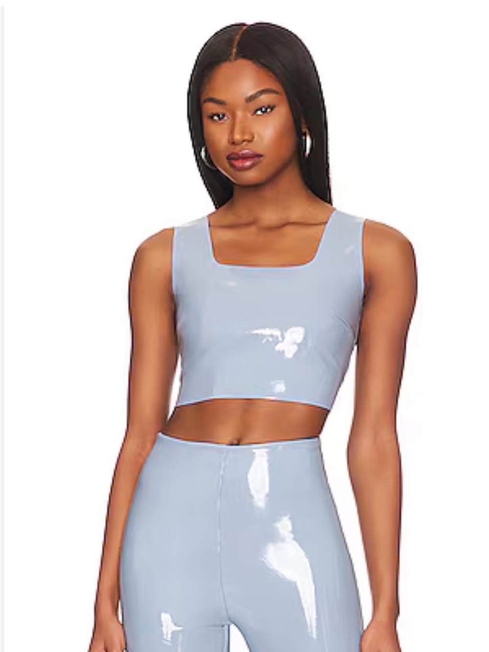 Commando Light Blue Patent Square-Neck Crop Top